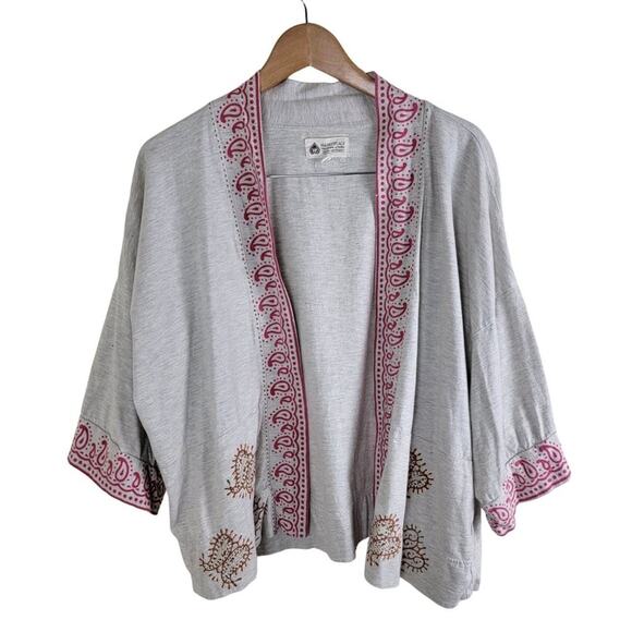 Marketplace Handwork of India Sweaters - Marketplace Handwork of India Womens Embroidered Kimono Cardigan size 2X Cotton